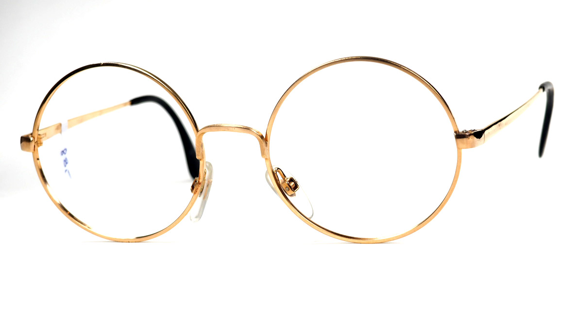 Große, runde Metallbrille. Echte Vintagebrille in gold