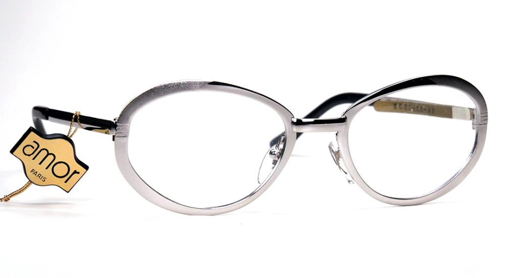 60er Jahre Brillengestell ovale Form in silber,