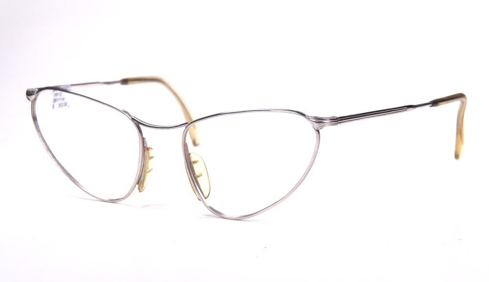 Vintagebrille als Schmetterlingsbrille, aus Weissgold-Double aus den späten Sechzigern