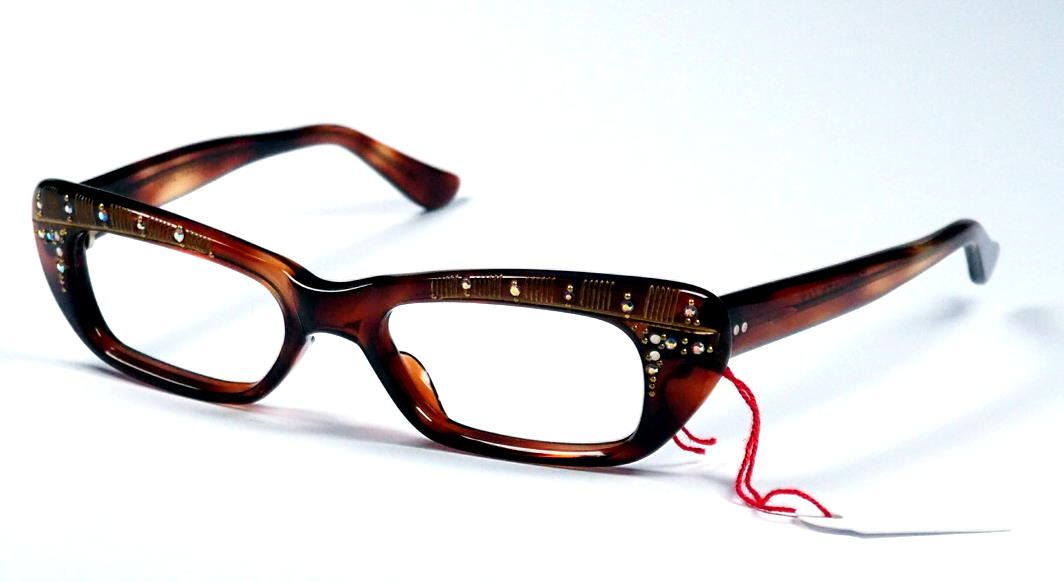 Cateye Brille,Schmetterlingsbrille der 50er, Strassbrille 1073