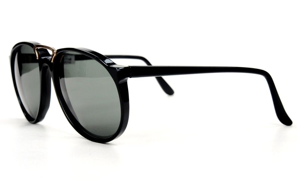 Vintage Sonnenbrille große Form mit Doppelsteg schwarz