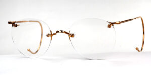 Golddoublé Brille aus den 40er Jahren, randlos, echte Vintagebrille