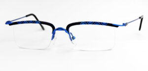 Blaue Vintagebrille der 90Jahre, Browline-Brille