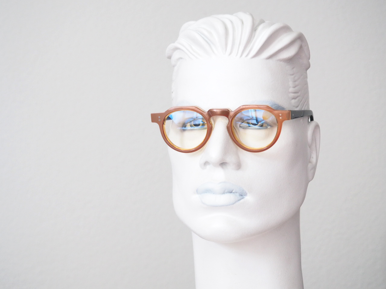 Lesca Lunettes Vintage Pantobrille in cognac mit schwarzen Bügeln – Bild 3