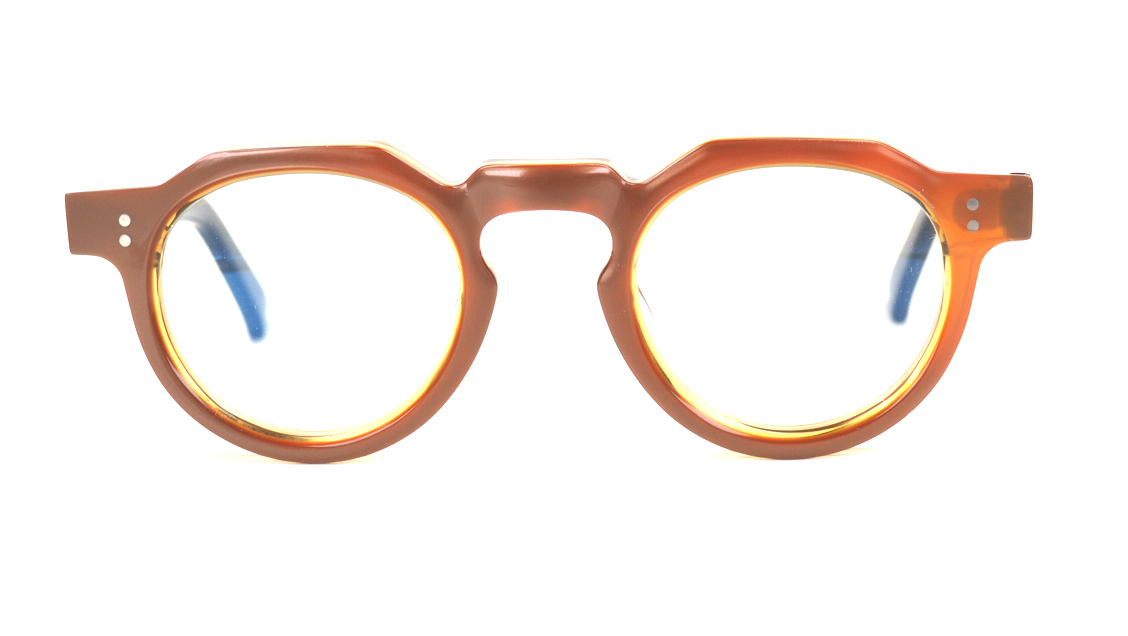Lesca Lunettes Vintage Pantobrille in cognac mit schwarzen Bügeln