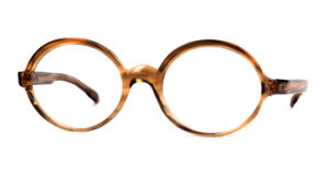 Ovale Vintagebrille der 70er Jahre, aus brauntransparentem Acetat
