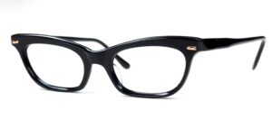 Schwarze Rockabilly-Brille der 50er Jahre, echte Vintagebrille