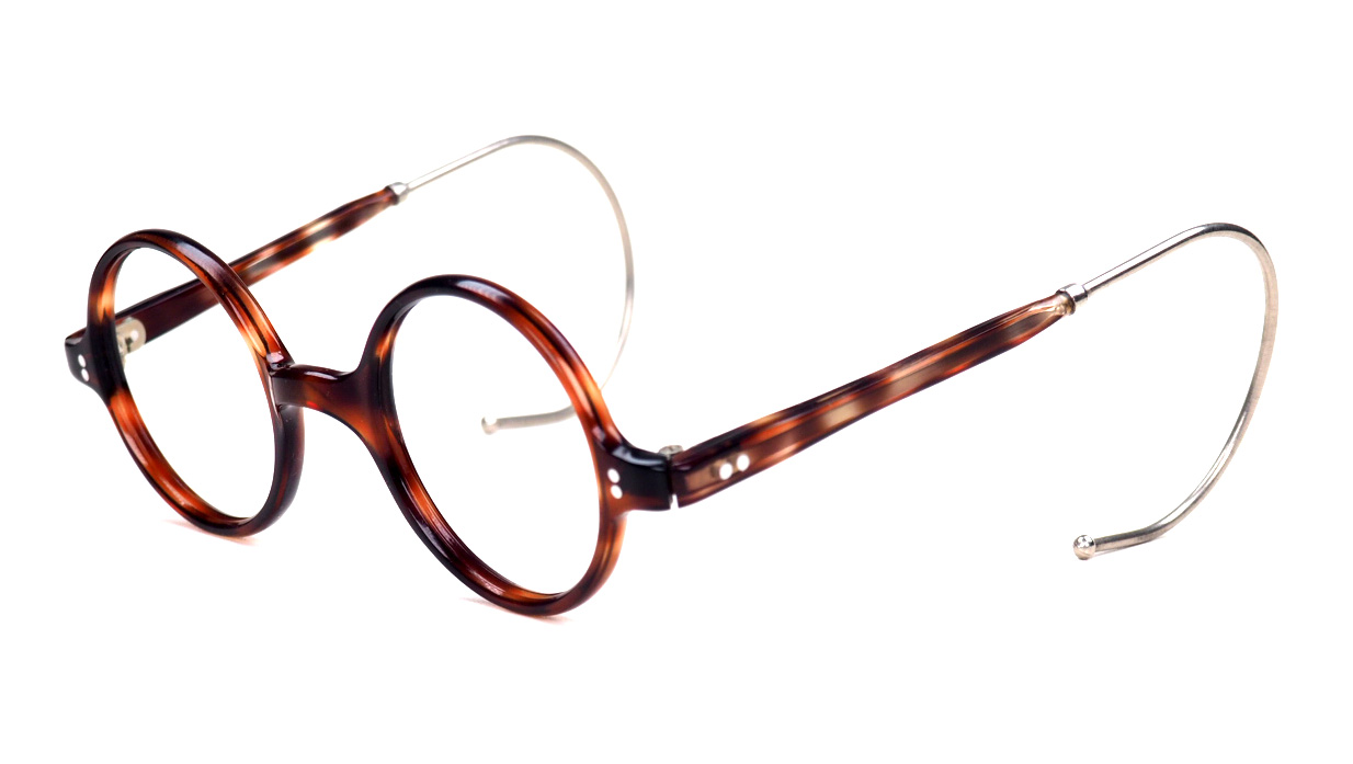 Runde Acetatbrille aus den 40er Jahren mit Sportbügeln – Bild 2
