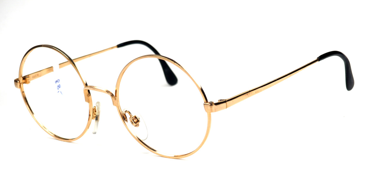 Große, runde Metallbrille. Echte Vintagebrille in gold – Bild 2