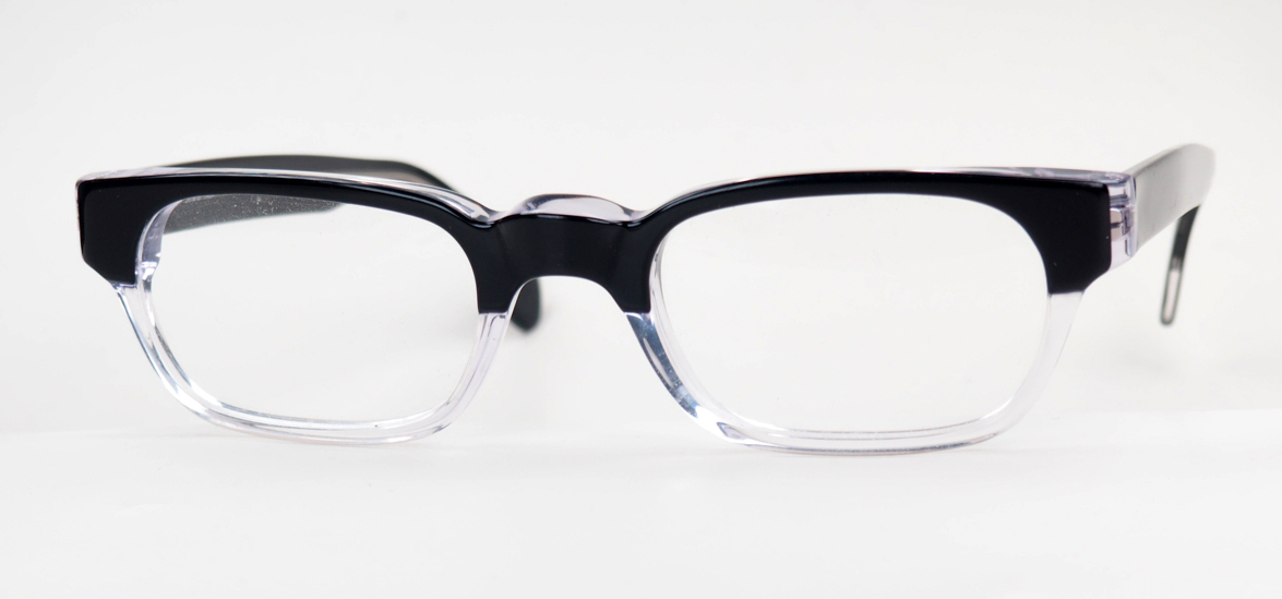 True Vintagebrille browline, halbkaschiert schwarz, 70er Jahre