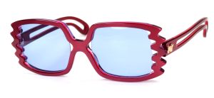 Rote Nina Sonnenbrille echt Vintage mit hellen graublauen Sonnengläsern