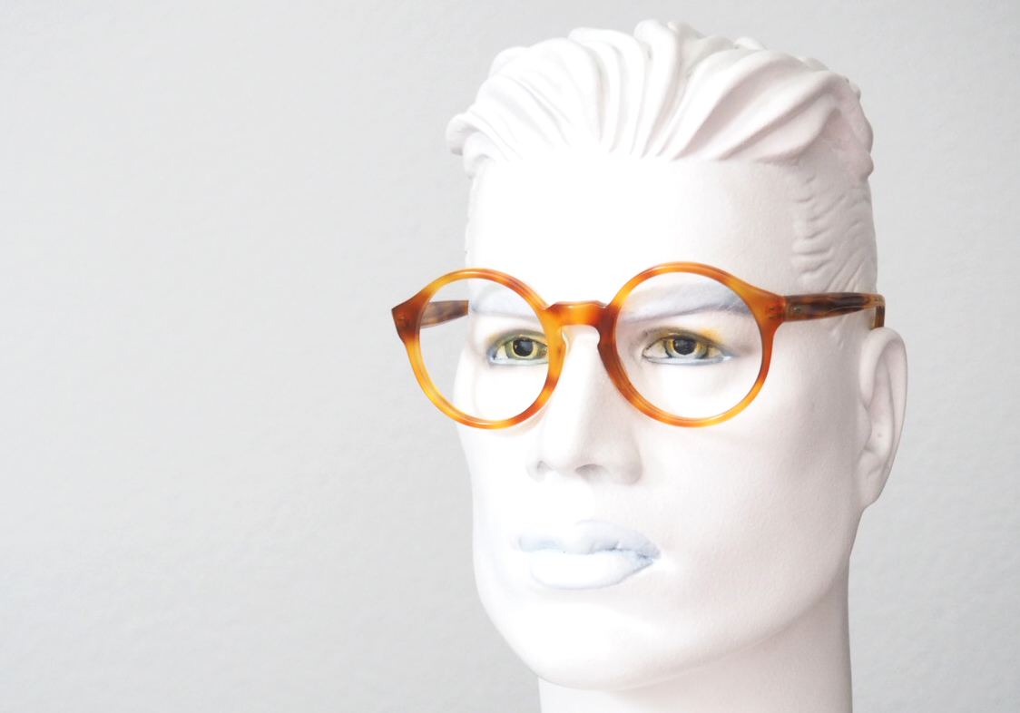 Runde Vintagebrille aus Acetat in havannahell, runde Form original 70er Jahre – Bild 4