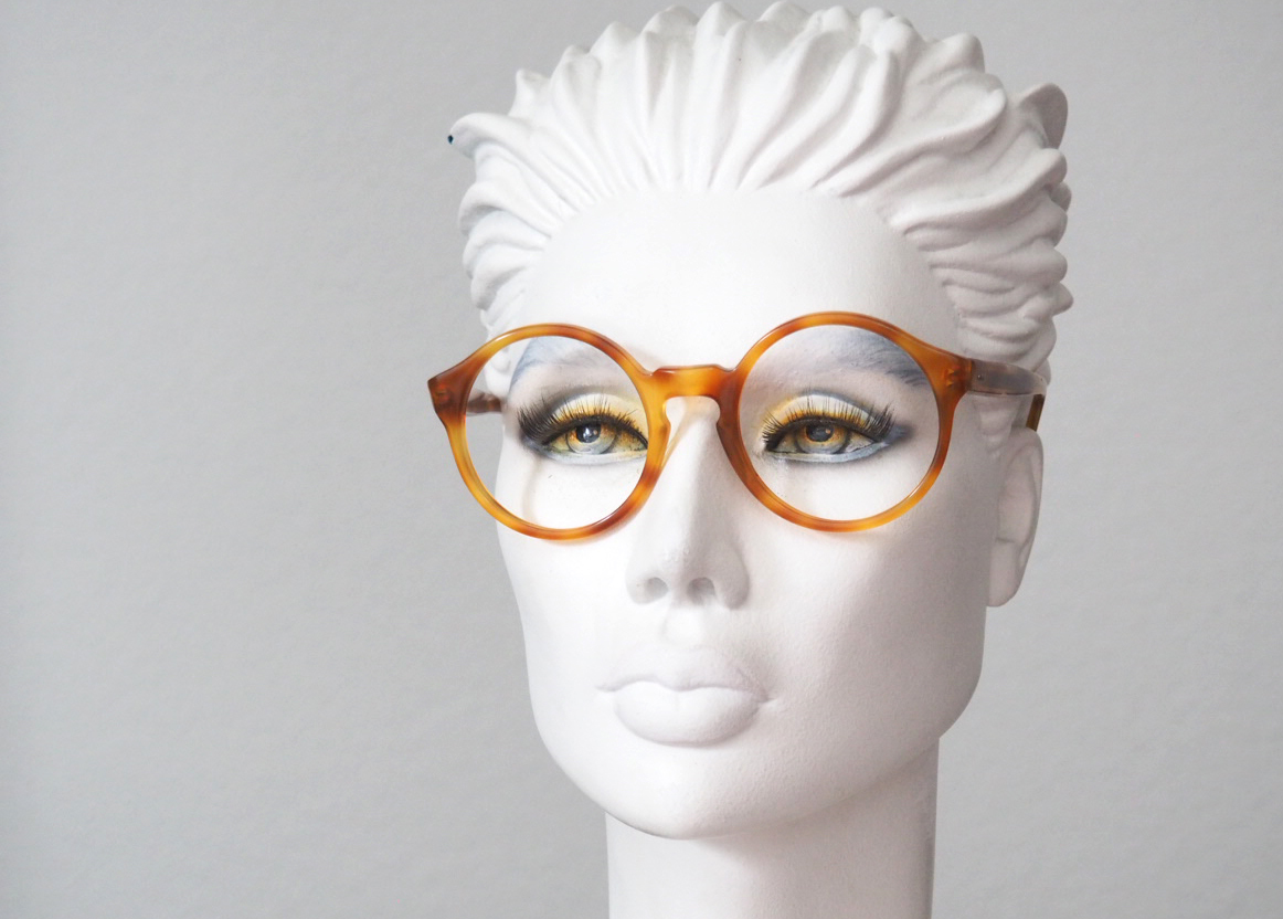 Runde Vintagebrille aus Acetat in havannahell, runde Form original 70er Jahre – Bild 3