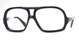 Original Rodenstock; große, schwarze Vintagebrille mit Doppelsteg aus den 1990er Jahren